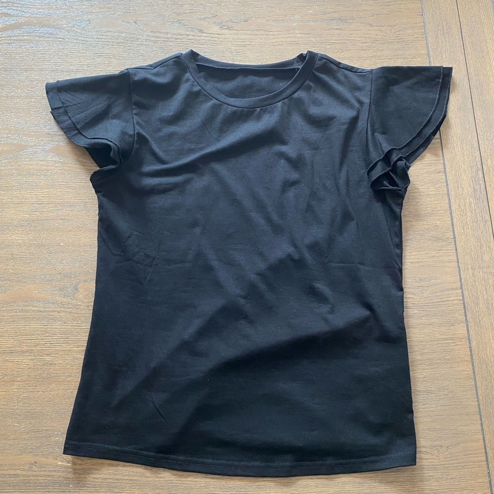 Black flutter sleeved top